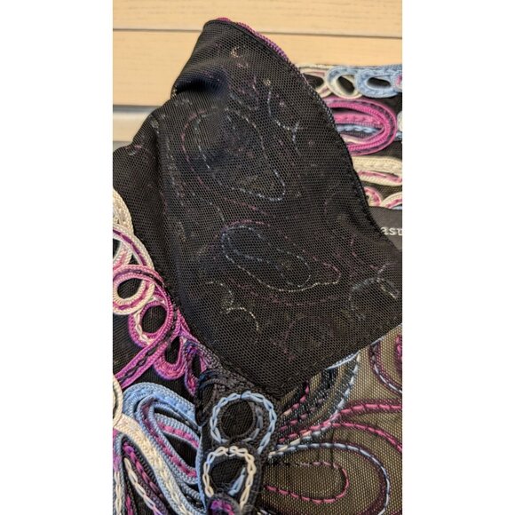 Embroidered Sheer Jacket Womens Size Small Mesh Colorful Artsy Casual Studio - Picture 6 of 10